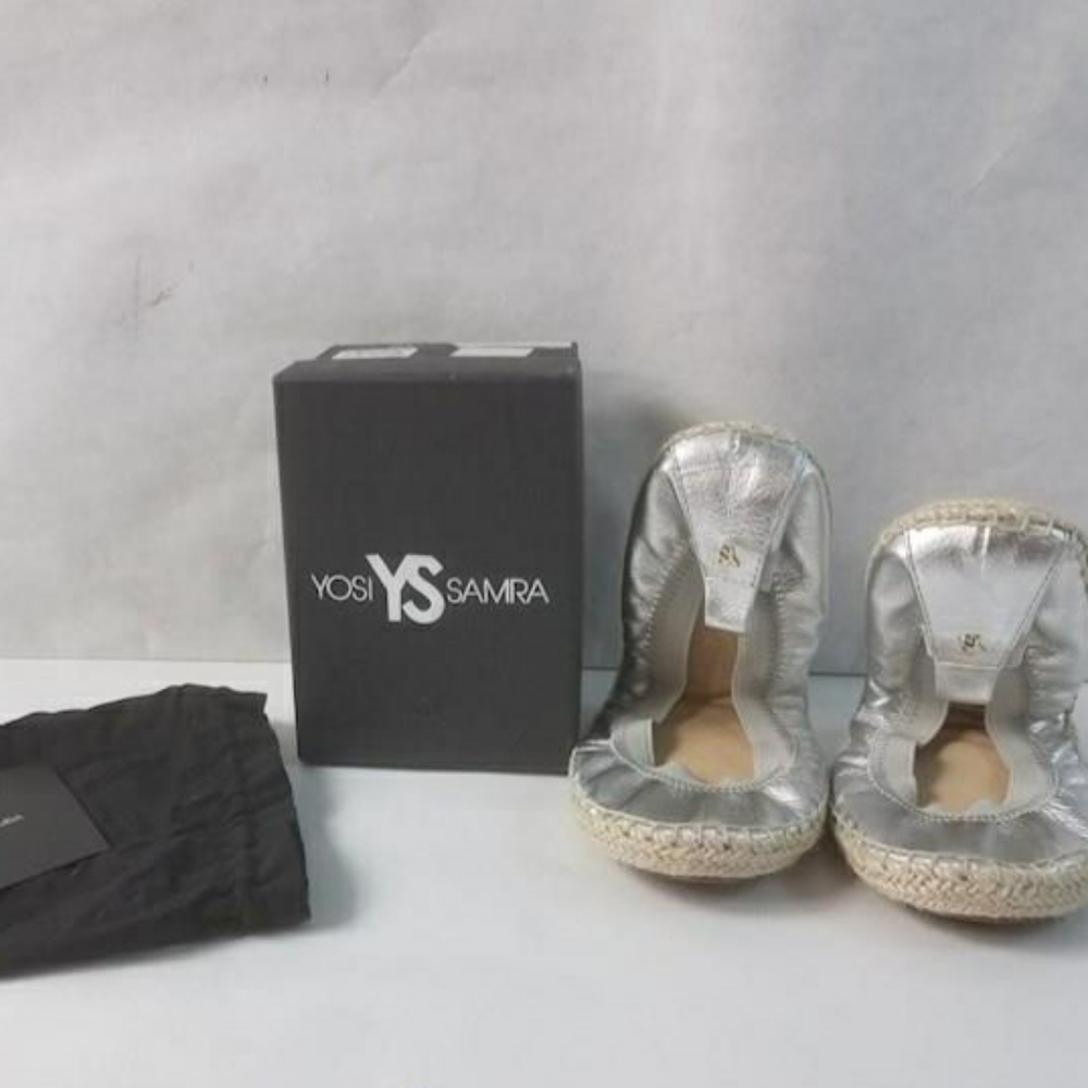 NWT, Yosi Samra Lara Silver Ballet Slippers - Picture 3 of 6